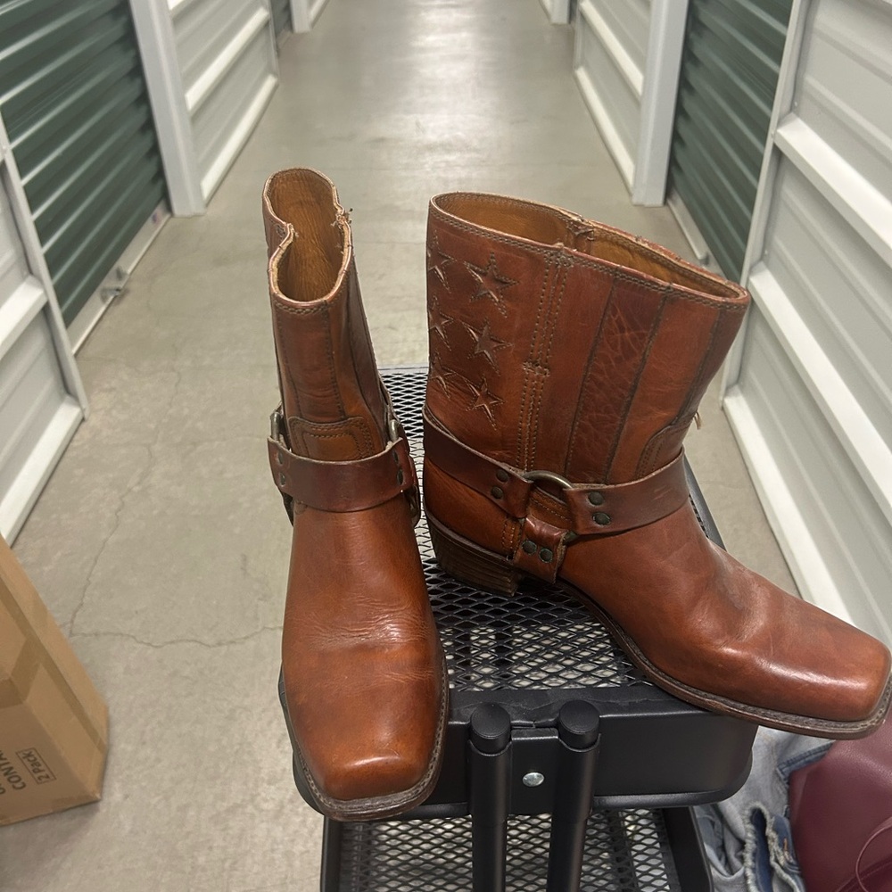 Frye Tan Leather Cowboy Boots